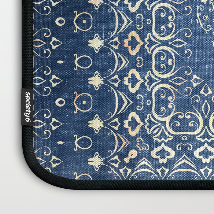 Old Bookshop Magic Mandala in Blue Laptop Sleeve Gallery Image 3