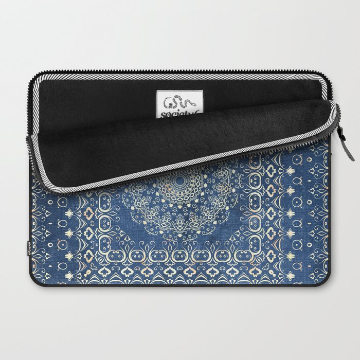 Old Bookshop Magic Mandala in Blue Laptop Sleeve Gallery Image 2