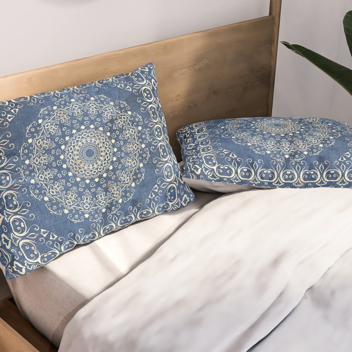 Old Bookshop Magic Mandala in Blue Pillow Sham Gallery Image 2