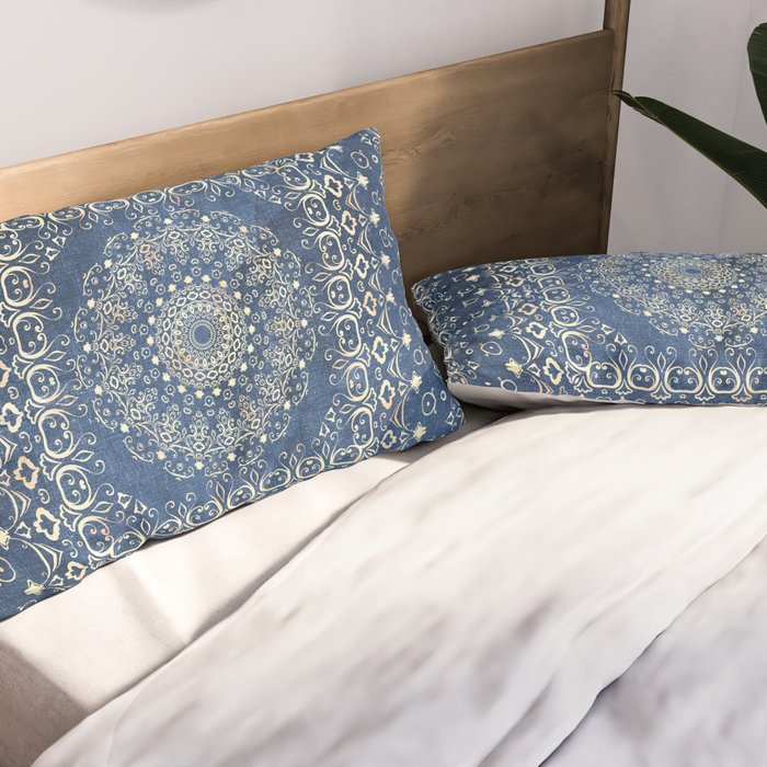 Old Bookshop Magic Mandala in Blue Pillow Sham Gallery Image 2