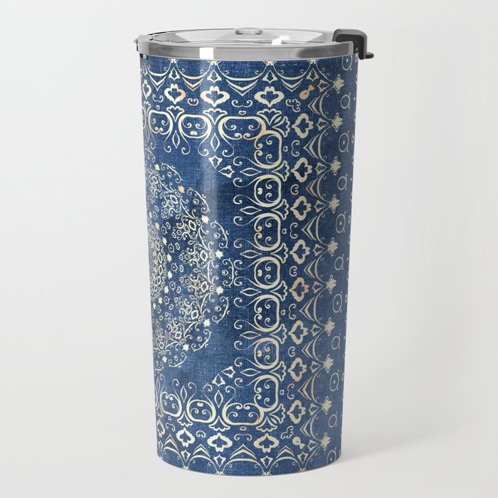 Old Bookshop Magic Mandala in Blue Travel Mug Gallery Image 2