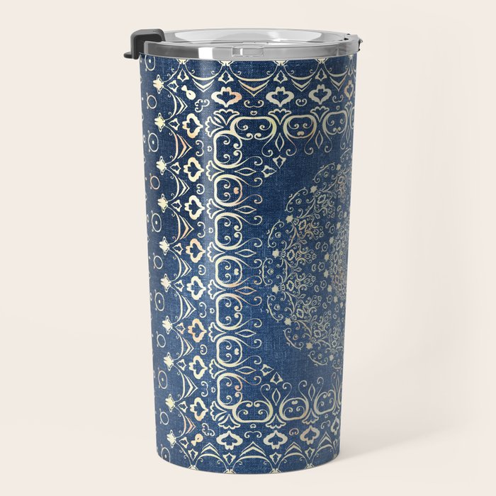 Old Bookshop Magic Mandala in Blue Travel Mug Gallery Image 3