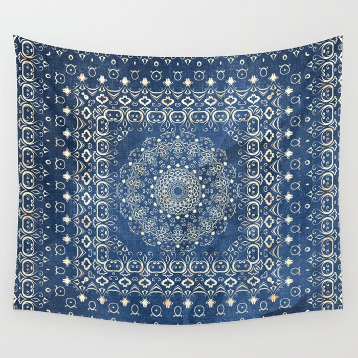 Old Bookshop Magic Mandala in Blue Wall Tapestry Gallery Image 4