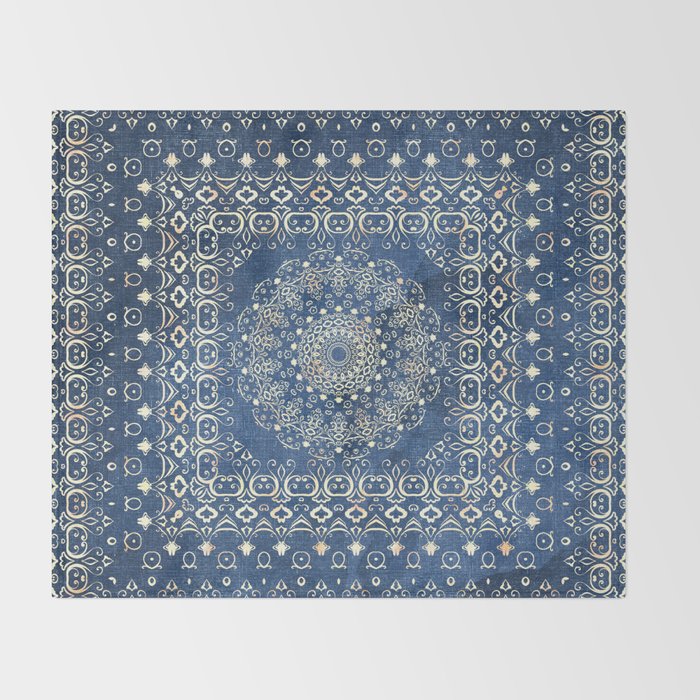 Old Bookshop Magic Mandala in Blue Throw Blanket Gallery Image 2
