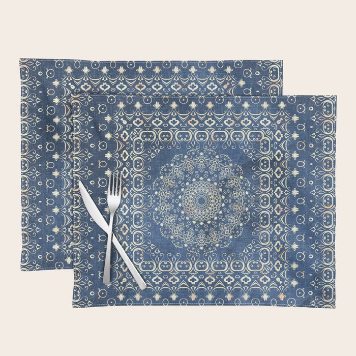 Old Bookshop Magic Mandala in Blue Placemat Gallery Image 1