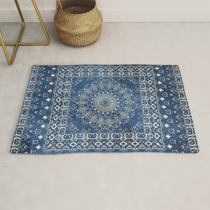 Old Bookshop Magic Mandala in Blue Rug Gallery Image 1