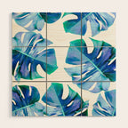 Monstera exotica - azure Wood Wall Art Gallery Image 1