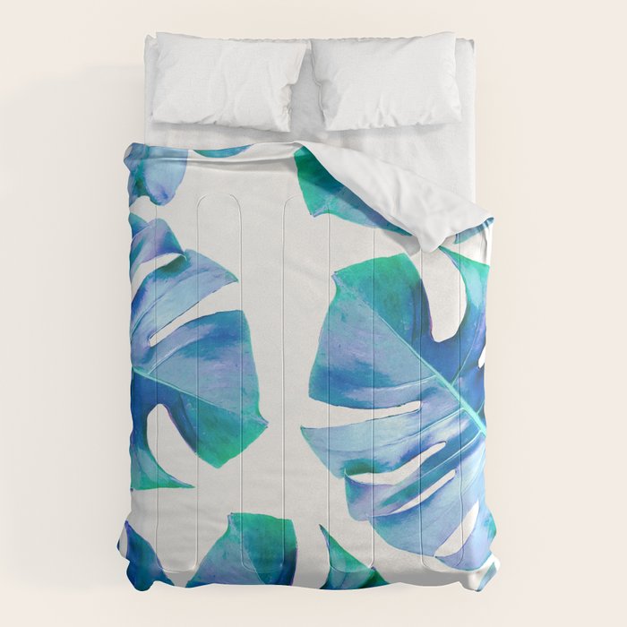 Monstera exotica - azure Comforter Gallery Image 1