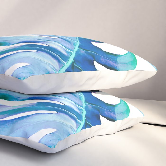 Monstera exotica - azure Pillow Sham Gallery Image 3