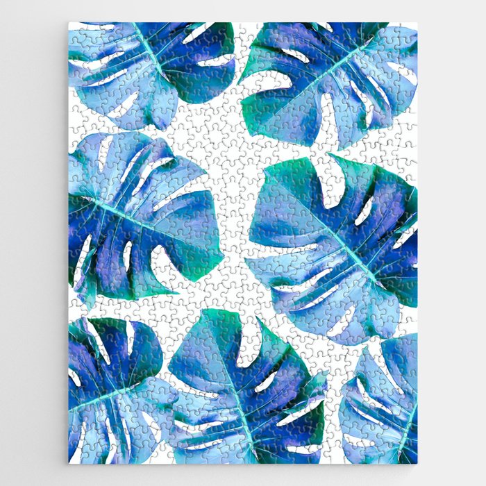 Monstera exotica - azure Jigsaw Puzzle Gallery Image 1