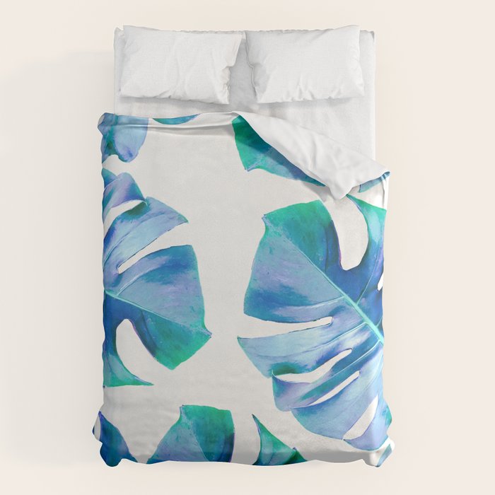 Monstera exotica - azure Duvet Cover Gallery Image 6