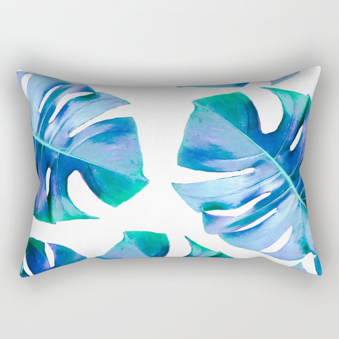 Monstera exotica - azure Rectangular Pillow Gallery Image 1