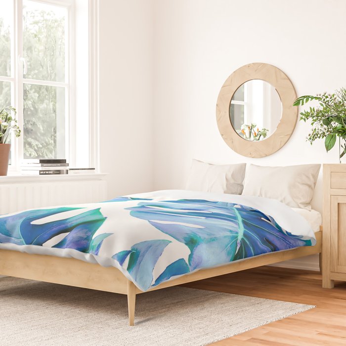 Monstera exotica - azure Duvet Cover Gallery Image 2