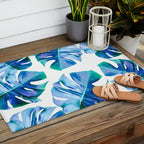 Monstera exotica - azure Outdoor Rug Gallery Image 2