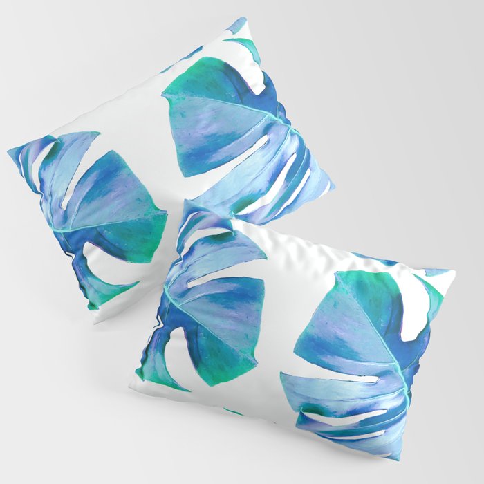 Monstera exotica - azure Pillow Sham Gallery Image 1