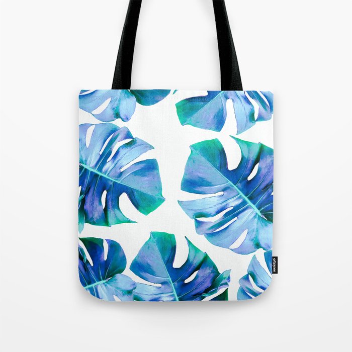 Monstera exotica - azure Tote Bag Gallery Image 1