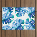 Monstera exotica - azure Outdoor Rug Gallery Image 1