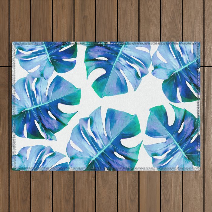 Monstera exotica - azure Outdoor Rug Gallery Image 1