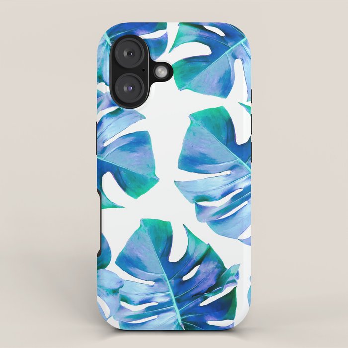 Monstera exotica - azure iPhone Case Gallery Image 1