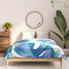 Monstera exotica - azure Comforter Gallery Image 3