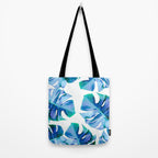 Monstera exotica - azure Tote Bag Gallery Image 2