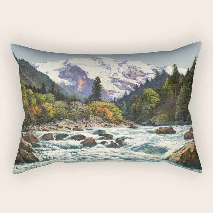 Mountains Forest Rocky River Rectangular Pillow Gallery Image 1