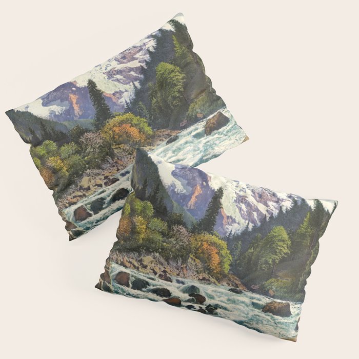 Mountains Forest Rocky River Pillow Sham Gallery Image 1