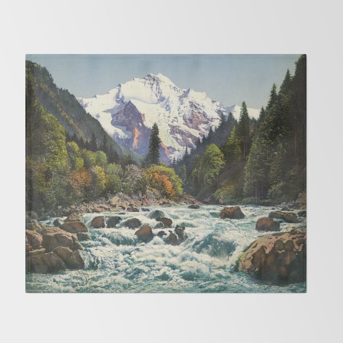 Mountains Forest Rocky River Throw Blanket Gallery Image 2