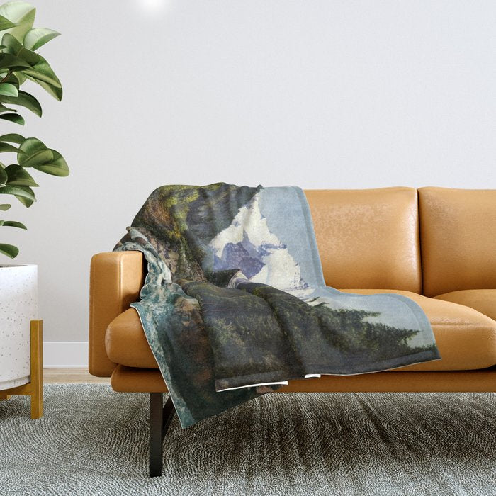 Mountains Forest Rocky River Throw Blanket Gallery Image 1