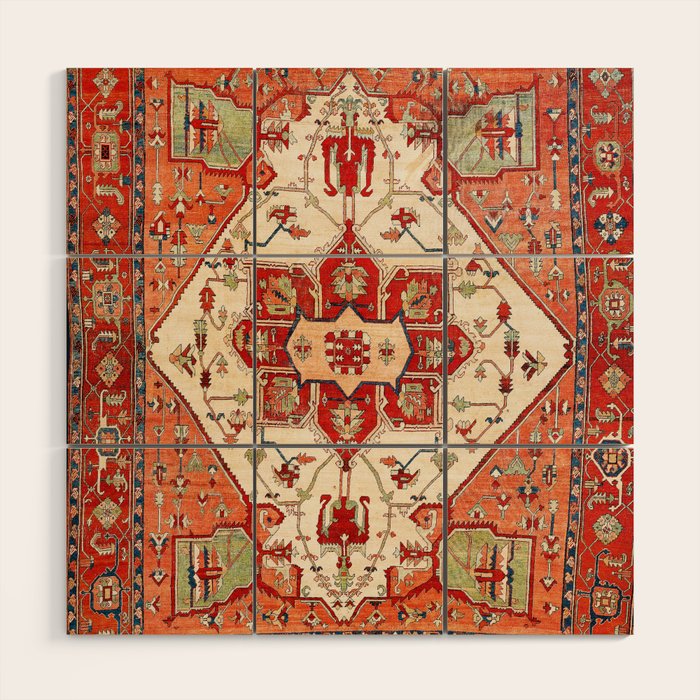 Serapi Azerbaijan Northwest Persian Rug Print Wood Wall Art Gallery Image 1