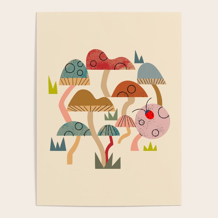 Toadstools and Ladybug Poster Gallery Image 1