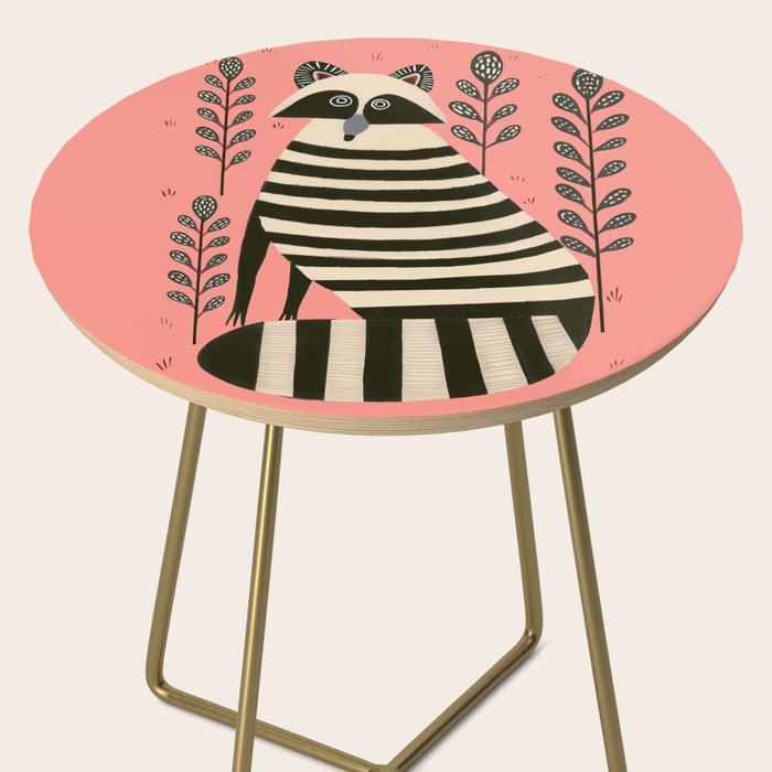 Pink Forest Raccoon Side Table Gallery Image 2