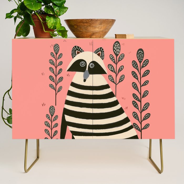 Pink Forest Raccoon Credenza Gallery Image 1