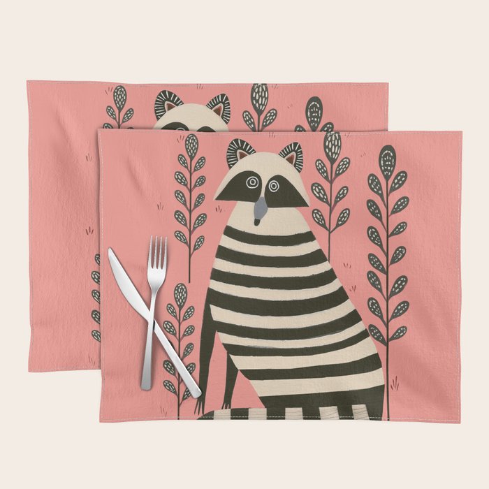 Pink Forest Raccoon Placemat Gallery Image 1
