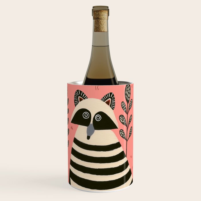 Pink Forest Raccoon Wine Chiller Gallery Image 1
