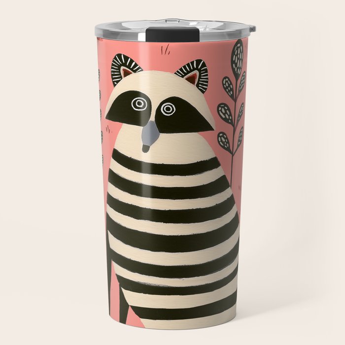 Pink Forest Raccoon Travel Mug Gallery Image 1