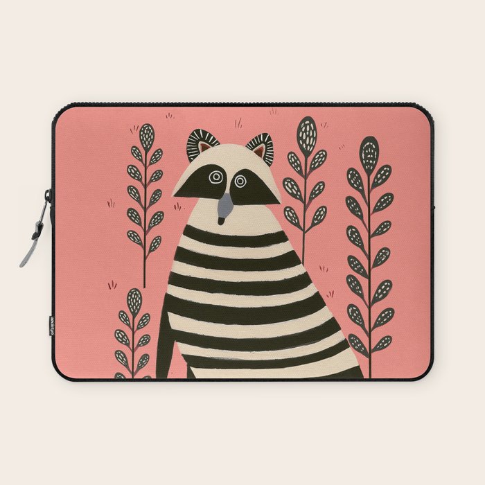 Pink Forest Raccoon Laptop Sleeve Gallery Image 1
