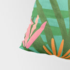 Tropical Views - Pink and Green Landscape Illustration Pillow Sham Gallery Image 4