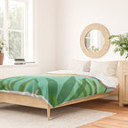 Tropical Views - Pink and Green Landscape Illustration Duvet Cover Gallery Image 2