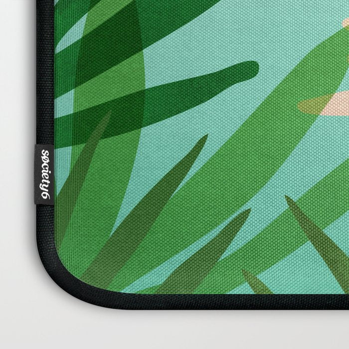 Tropical Views - Pink and Green Landscape Illustration Laptop Sleeve Gallery Image 3
