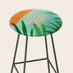 Tropical Views - Pink and Green Landscape Illustration Stool Gallery Image 2