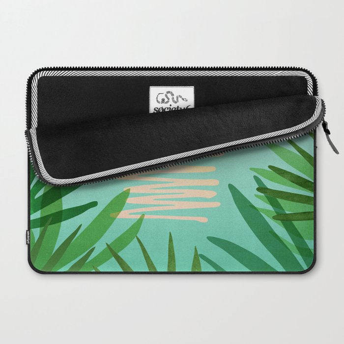 Tropical Views - Pink and Green Landscape Illustration Laptop Sleeve Gallery Image 2
