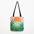 Tropical Views - Pink and Green Landscape Illustration Tote Bag Gallery Image 2
