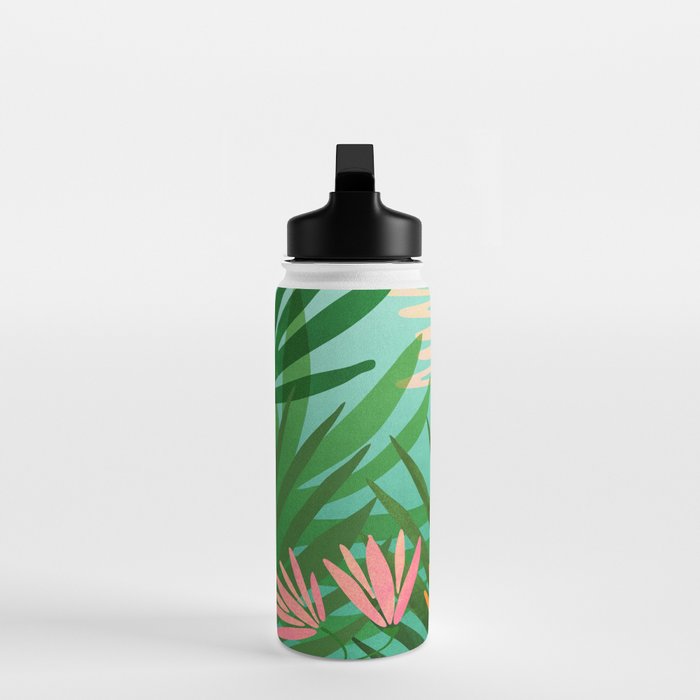 Tropical Views - Pink and Green Landscape Illustration Water Bottle Gallery Image 3