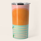 Tropical Views - Pink and Green Landscape Illustration Travel Mug Gallery Image 1