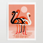 Posse - flamingo throwback nostalgia retro neon art print hipster trendy style minimal abstract geo Poster Gallery Image 4