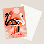 Posse - flamingo throwback nostalgia retro neon art print hipster trendy style minimal abstract geo Stationery Card Gallery Image 2