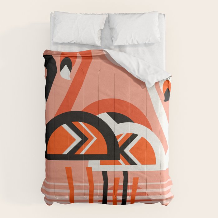 Posse - flamingo throwback nostalgia retro neon art print hipster trendy style minimal abstract geo Comforter Gallery Image 6