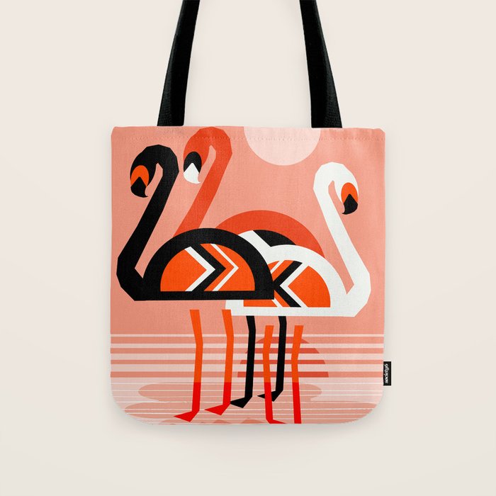 Posse - flamingo throwback nostalgia retro neon art print hipster trendy style minimal abstract geo Tote Bag Gallery Image 1