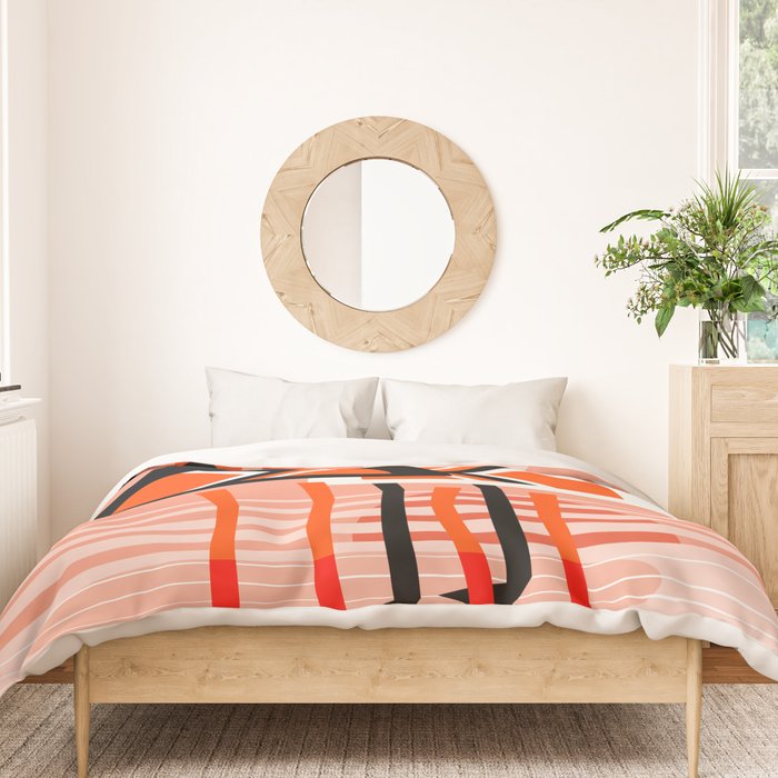 Posse - flamingo throwback nostalgia retro neon art print hipster trendy style minimal abstract geo Duvet Cover Gallery Image 3